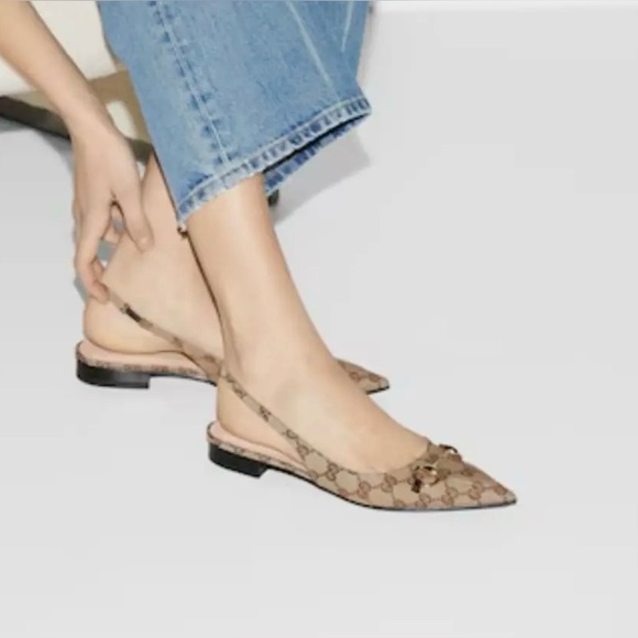 Gucci Monogram Slingback Flats - Picture 3 of 7